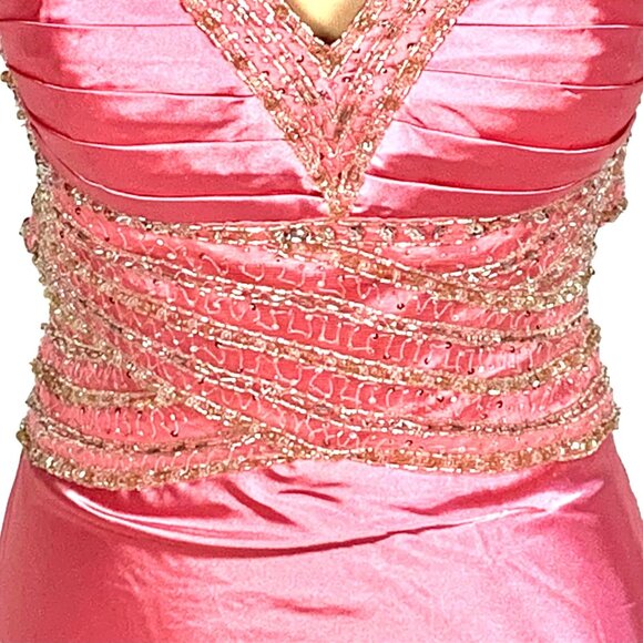 Glamorous New Pageant Prom Gown Sweetheart Neck Jeweled Pink Size 6 Glam A-line - Picture 4 of 12